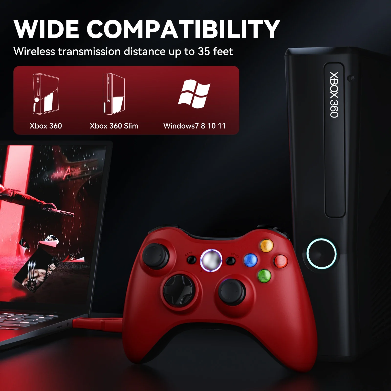 Xbox 360 Wireless Controller For Xbox 360/Slim/Elite/Winodow/PC