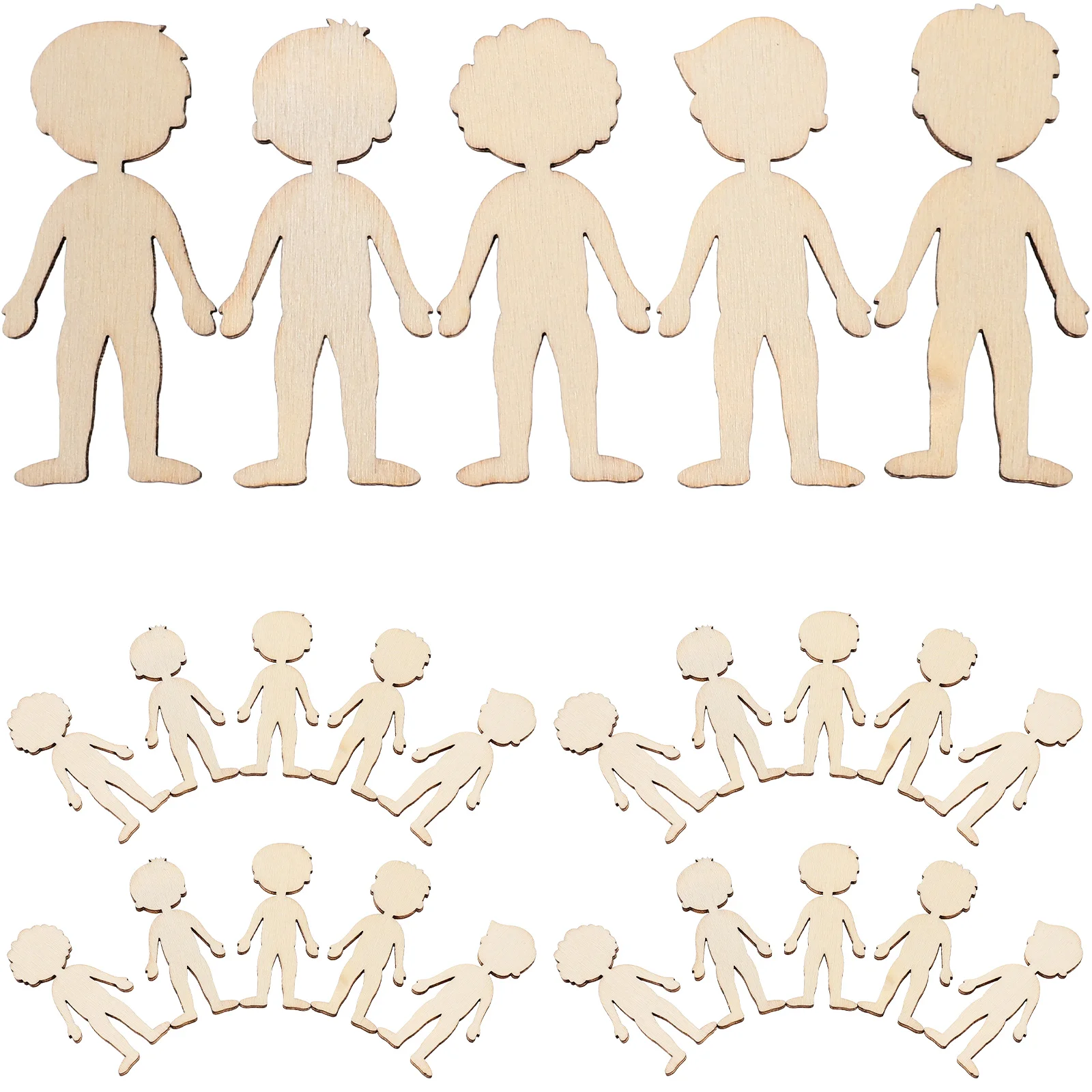 

50 Pcs Childrens Toys Wood Cutouts DIY Graffiti Slices Girl Figure Embellishments Wooden Unfinished Chips