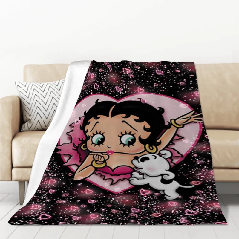 

Bettys-Classic-Boop-Cute Cartoon Furry Blankets for Decorative Sofa Blanket Fluffy Soft Blankets & Throws Throw Bed Double Anime