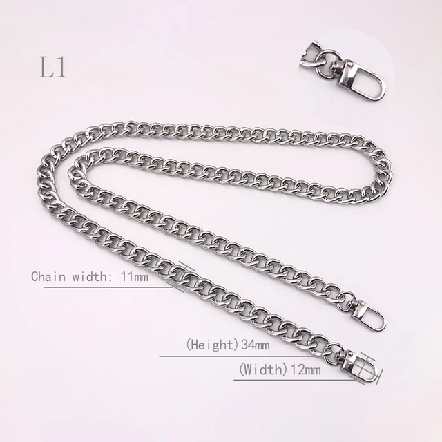 Multicolor Bag Chain Accessories Gold Women's Shoulder Bag Chain Metal Bag Chain Strap Crossbody Bag Parts Belt Chain for bags L01-Bright silver