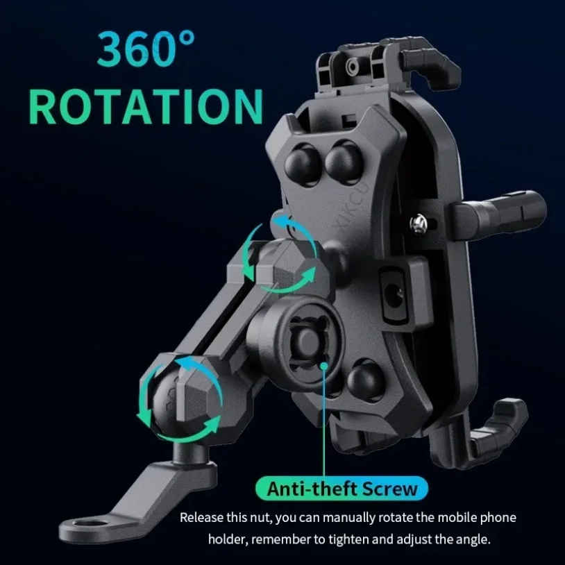 15W Light Blocking Shockproof Motorcycle Phone Holder Wireless Charger Handlebar Mirror for Smartphone Bicycle Motorbike Stand