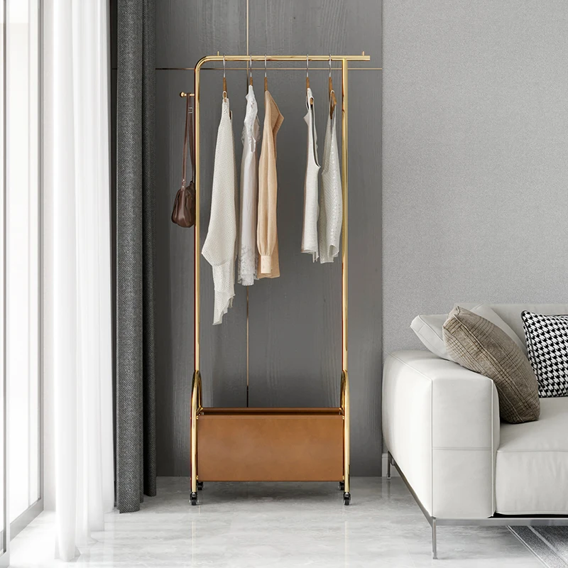 

European Modern Clothes Rack Stand Minimalist Bedroom Organizer Garment Rack Corner Metal Perchero De Pie Space Saving Furniture