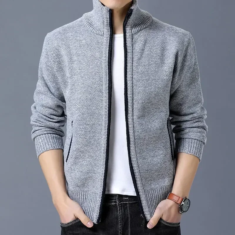 thumbnail image 1 of Suéter de punto para hombre, cárdigan a rayas con cuello, ropa para hombre, cremallera, moda coreana, réplica barata de alta calidad Y2k Vintage A, 1 of 5