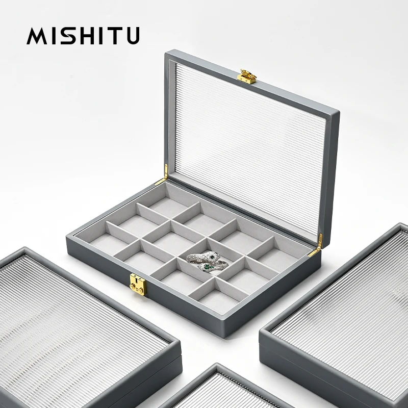 MISHITU 고급 쥬얼리 상자, PU 가죽 상점 전시 귀걸이 팔찌 목걸이 반지 상자, 쥬얼리 보관 전시 쥬얼리 상자