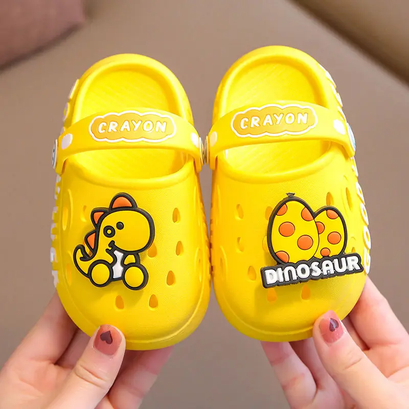 Kawaii Dinosaur Slippers Child Blue Flat Floor Shoes Clogs For Kids Summer Flip Flops Boys Girls Mules Cartoon Room Slipper Pink