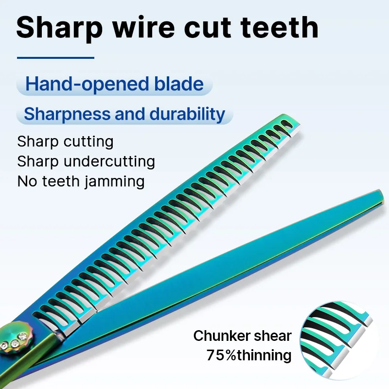 Fenice Professional 7.0/7.5 inch JP440C Green Pet Grooming Scissors Shears Cutting&Curved&Thinner Set Kit for Dog Trimming Tools dog grooming scissors,dog grooming scissors kit