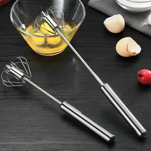 Semi-automatic Egg Beater 304 Stainless Steel Egg Whisk Manual Hand Mixer  Self Turning Egg Stirrer Kitchen Accessories Egg Tools - AliExpress