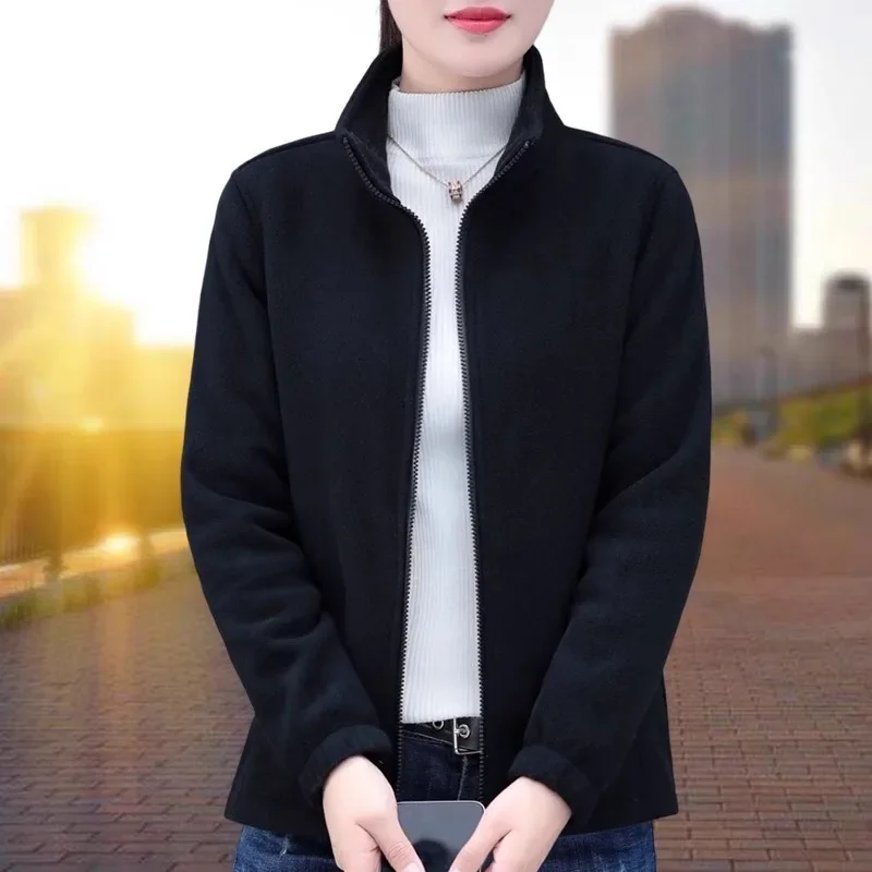 المرأة سميكة جاكيت من الصوف على الوجهين المخملية م...