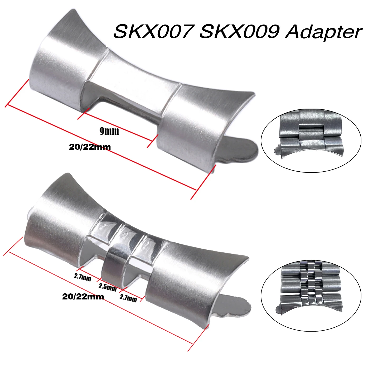 Adattatore Terminale Curvo 2 Pezzi 20Mm 22Mm Per Seiko Skx009 Skx007 Per Connettore Accessorio Jubilee Oyster Band Per Rolex Acciaio Inossidabile