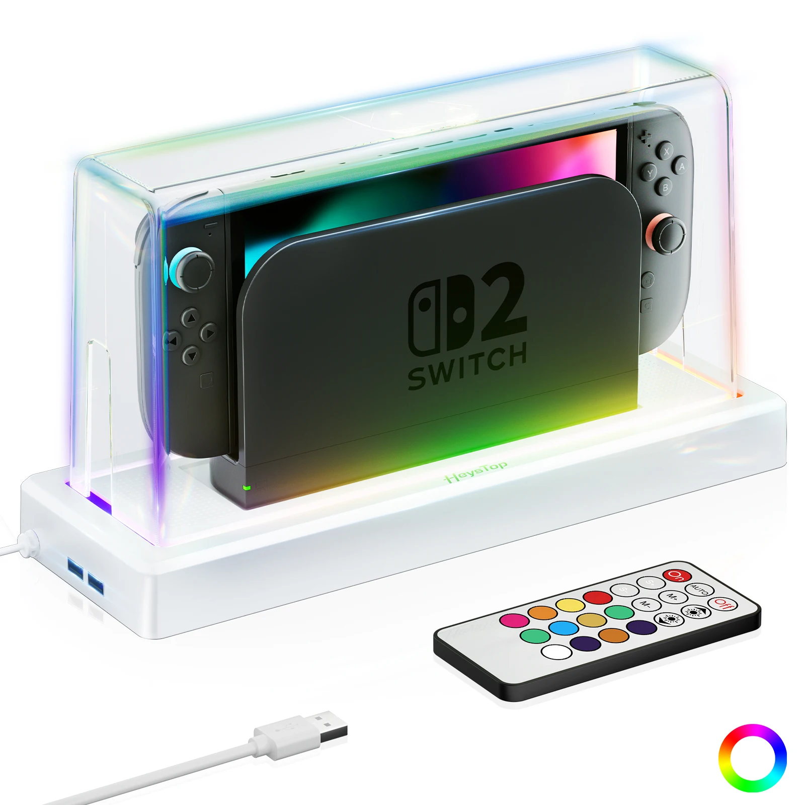 Dust Cover with LED Colors Light Base For Switch 2 Case , Acrylic Display Case A