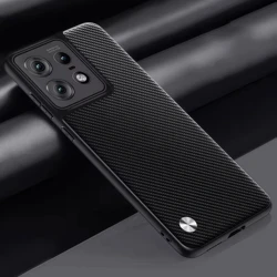 Premium PU Leather Silicone Phone Case - Luxury Back Cover Design - Motorola Edge 60 Stylus (Carbon Black)