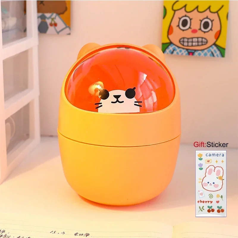 Ins Style Cute Creative Home Desktop with Lid Trash Can thumbnail 4