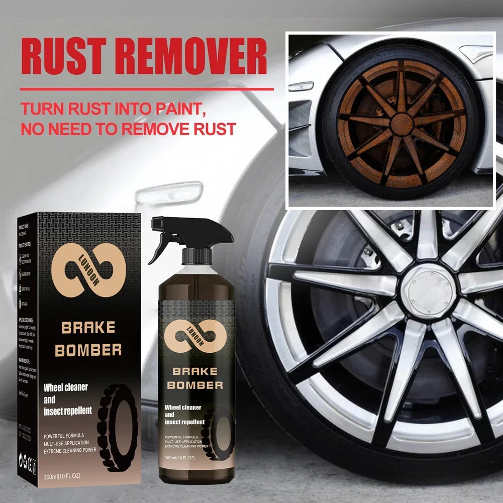Car Wheel Cleaner Spray Non-Acid Car Wash Wheel Cleaning Spray Dust Removal Rim Rust Cleaner Safe on Alloy Chrome Painted Wheels