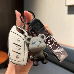 3 - Button Soft TPU Key Cover Case with Keychain (B white)