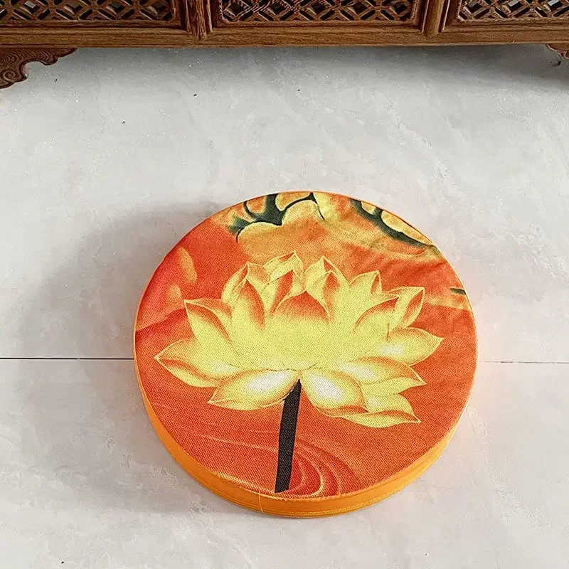 40x5CM Lotus Worship Mat Circular Futon Cushion Flax Printed Futon Meditation Mat coussin fourrure luxe  almohada para silla 5