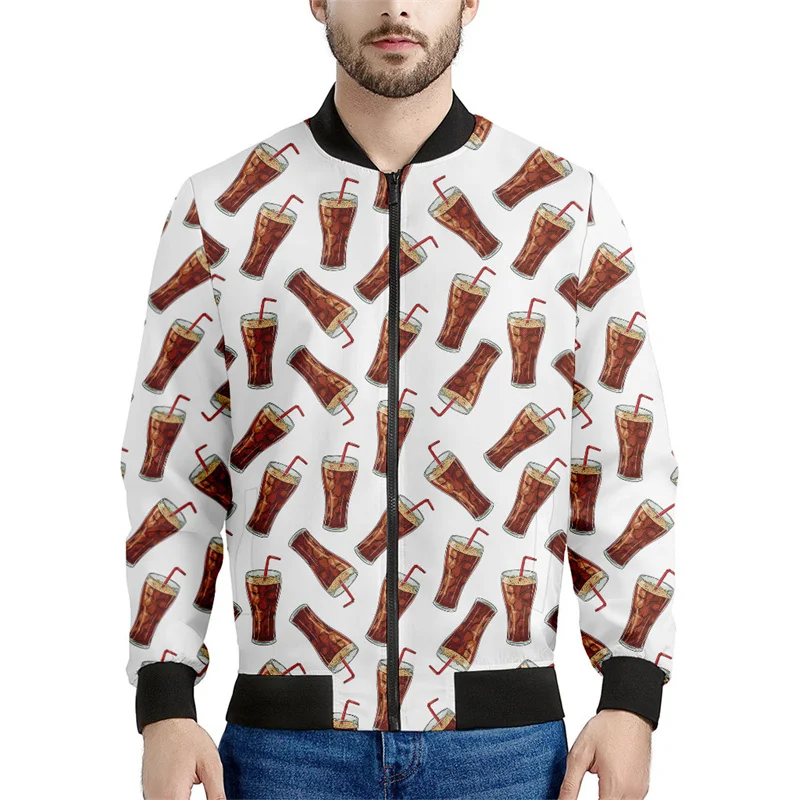 thumbnail image 1 of Chaqueta con cremallera y estampado de dibujos animados de bebidas de cola para hombre, sudadera con capucha con estampado 3D para niños, chaqueta de calle de primavera y otoño, abrigo de manga larga, 1 of 4