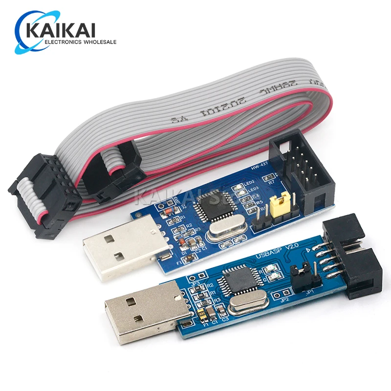 USB-программатор USBASP USBISP AVR, USB-программатор ATMEGA8 ATMEGA128 ATtiny/CAN/PWM 10-контактный проводной модуль «сделай сам» + 10-контактная 6-контактная плата адаптера, 1 компл.