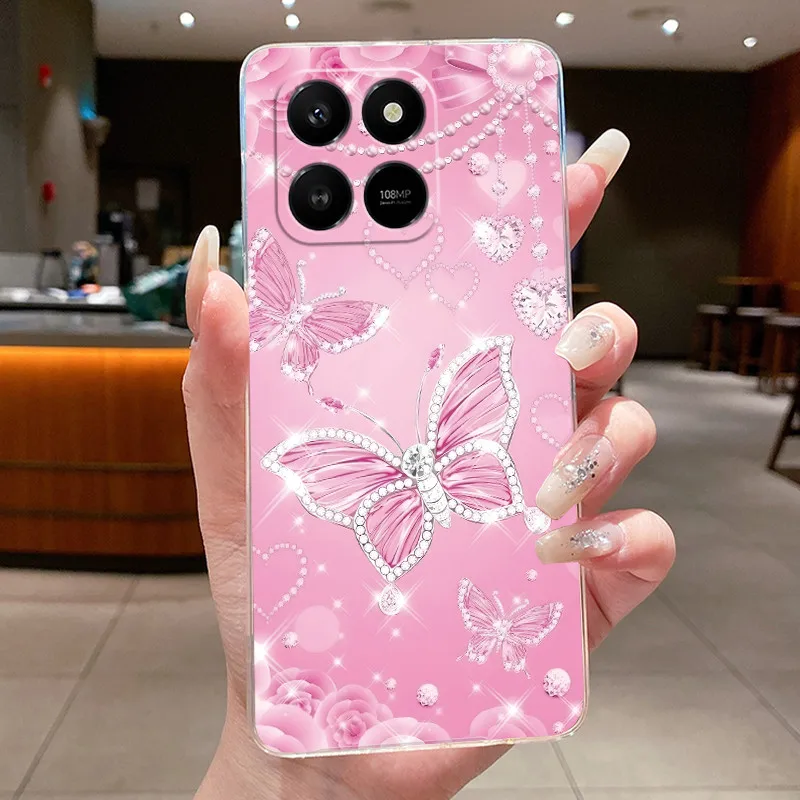 Luxury Butterfly Flower Clear Soft TPU Silicone Phone Case - Fashionable Transparent Cover