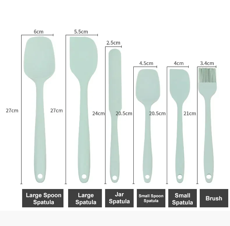 Description Picture 4 of item6 Pieces Silicone Spatula Set Food Grade Non Stick Heat Resistant Spatulas Turner for Cooking Baking Mixing Baking Tools
