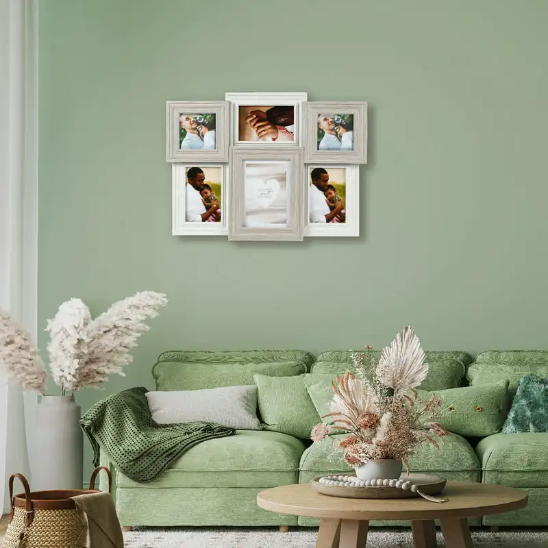 

for 4x6, 4x4, and 5x7 Photos, Collage Picture Frame, White-Natural