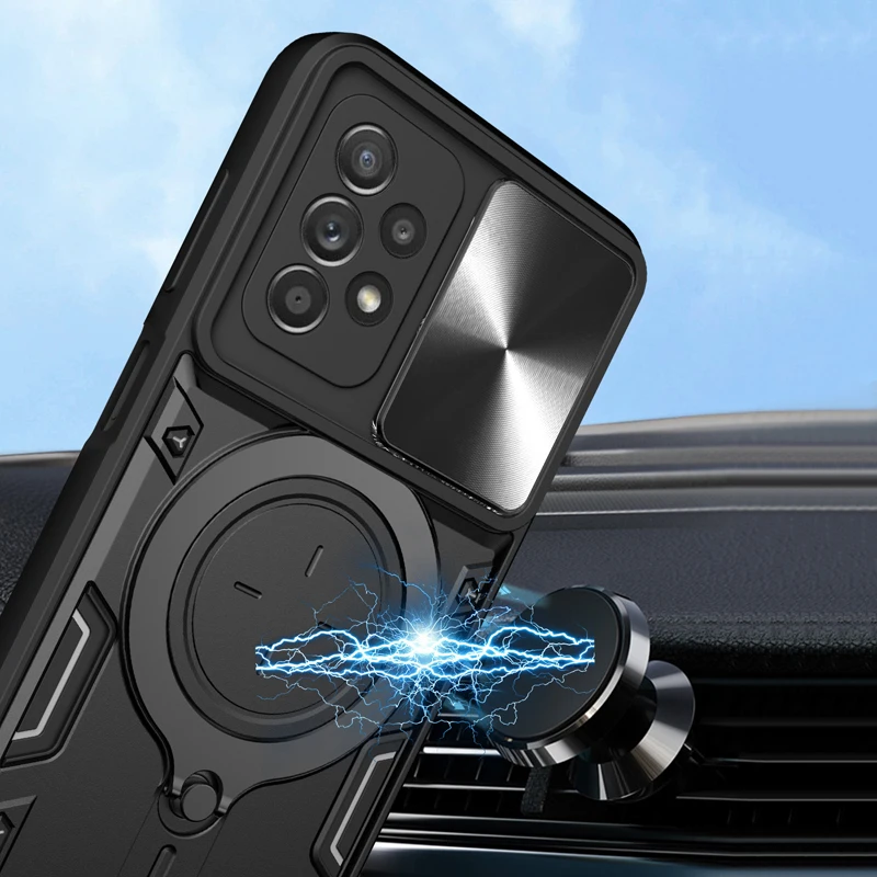 Shockproof Armor Magnetic Case For Samsung Galaxy A54 A53 A52 5G S23 S22 S21 Ultra Plus Note 20 A 53 52 Stand Holder_voghion.com