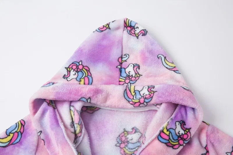 Kids Hooded Flannel Bathrobe Baby Bath Unicorn printed Robes Boy Girls Cute Cartoon Soft Warm Pajamas Long Sleeve Towel Robe flannel pajamas child bathrobe kids robe baby hooded towel