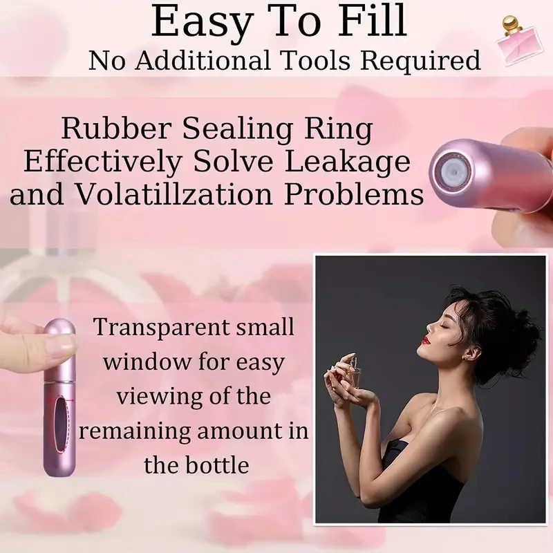 Travel Mini perfume Refillable Atomizer Container Portable Travel Size Scent Pump Case Fragrance Empty Spray Bottle 5ml 5