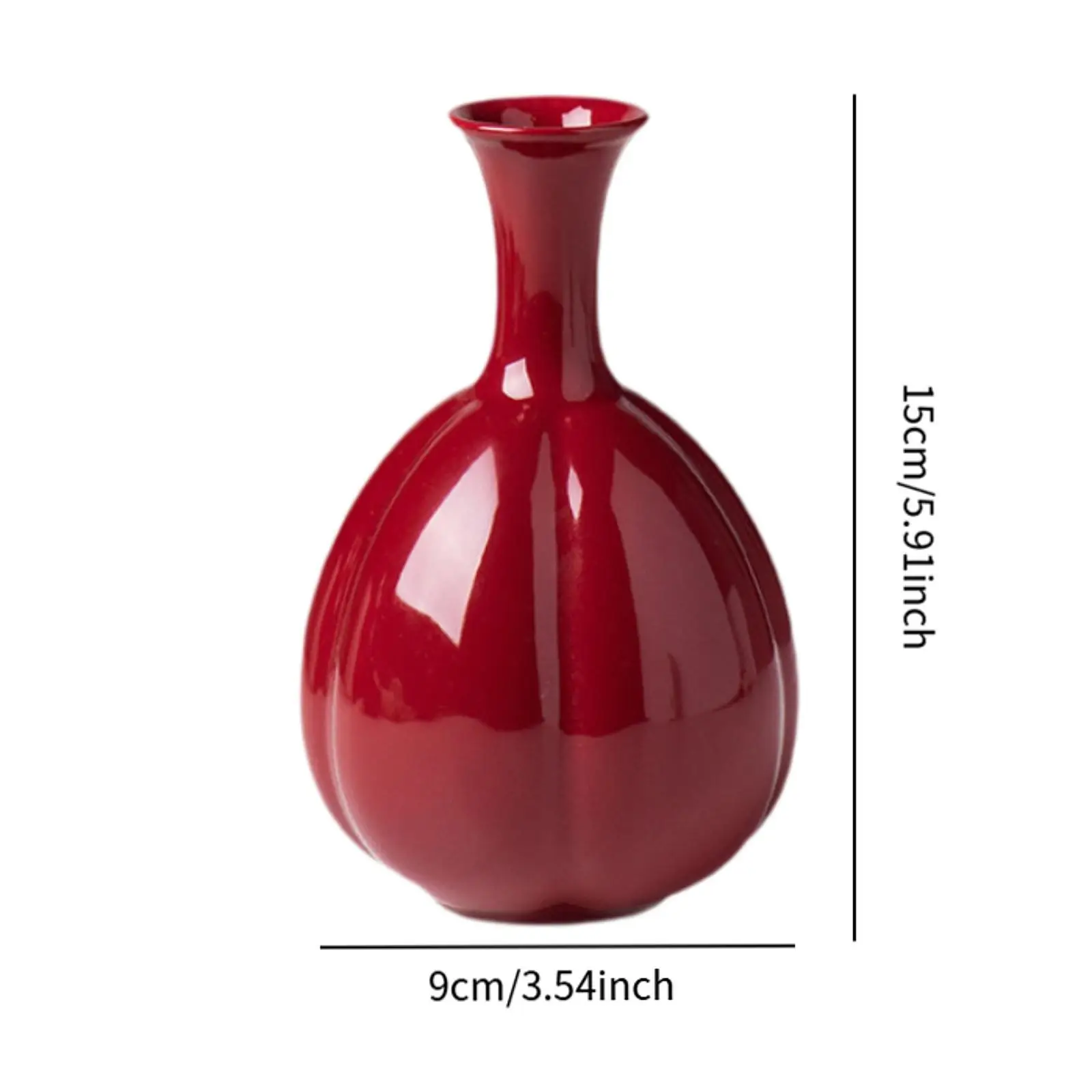 Red Ceramic Vase Decorative Vases Creative Flower Vases for Entrance Bookshelf