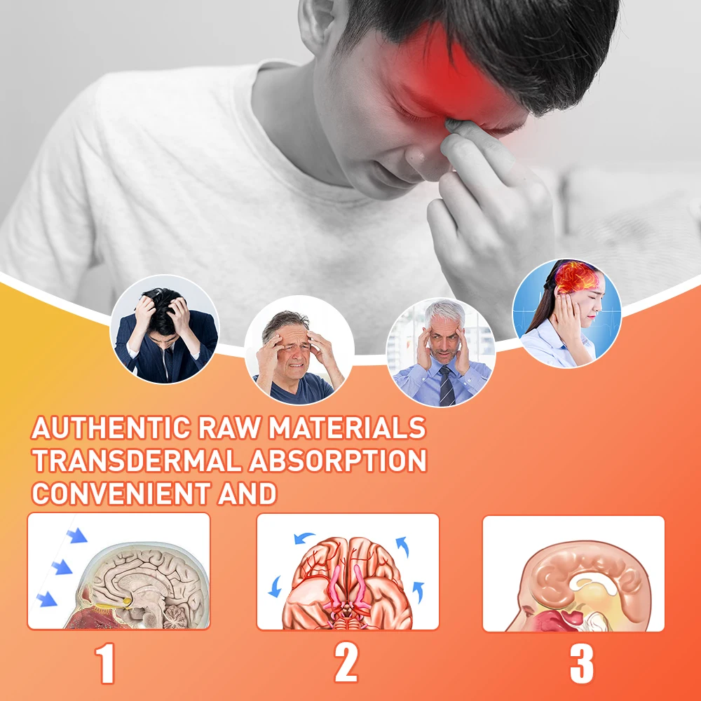 Headache Treatment Cream Tinnitus Migraine Relief Ointment Relax Nerve Soothing Pain Dizziness Refreshing MedicalPlaster10g 2pcs