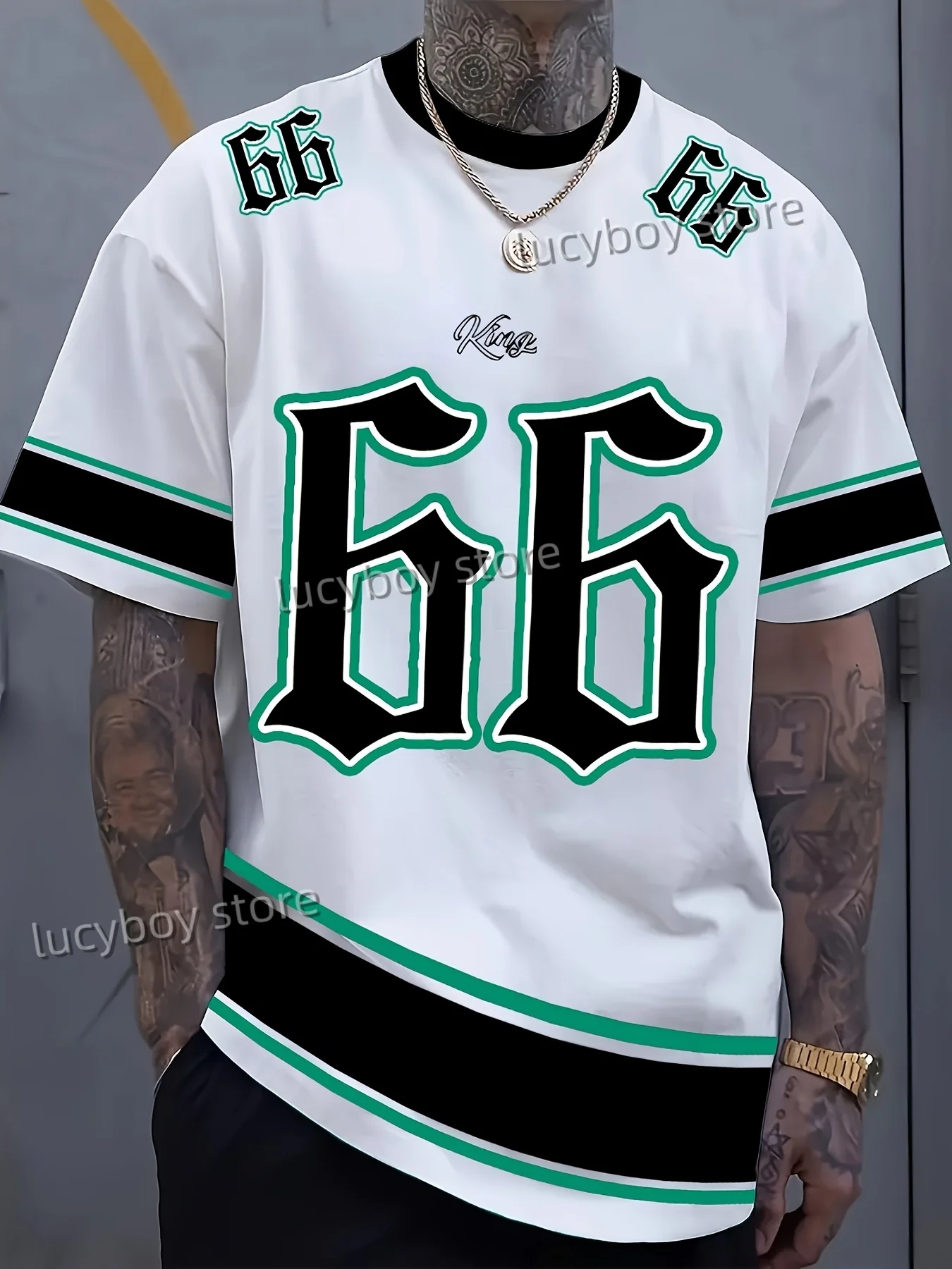 Mens KING 66 Printed Short Sleeve T Shirt Man O-Neck