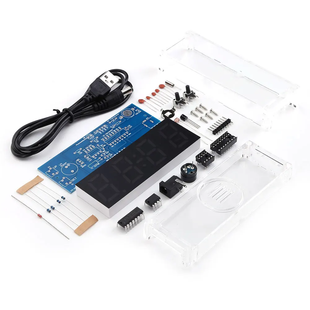 Kit Orologio Elettronico Fai Da Te Con Saldatura – Display Temperatura E Allarme (Luce Rossa)