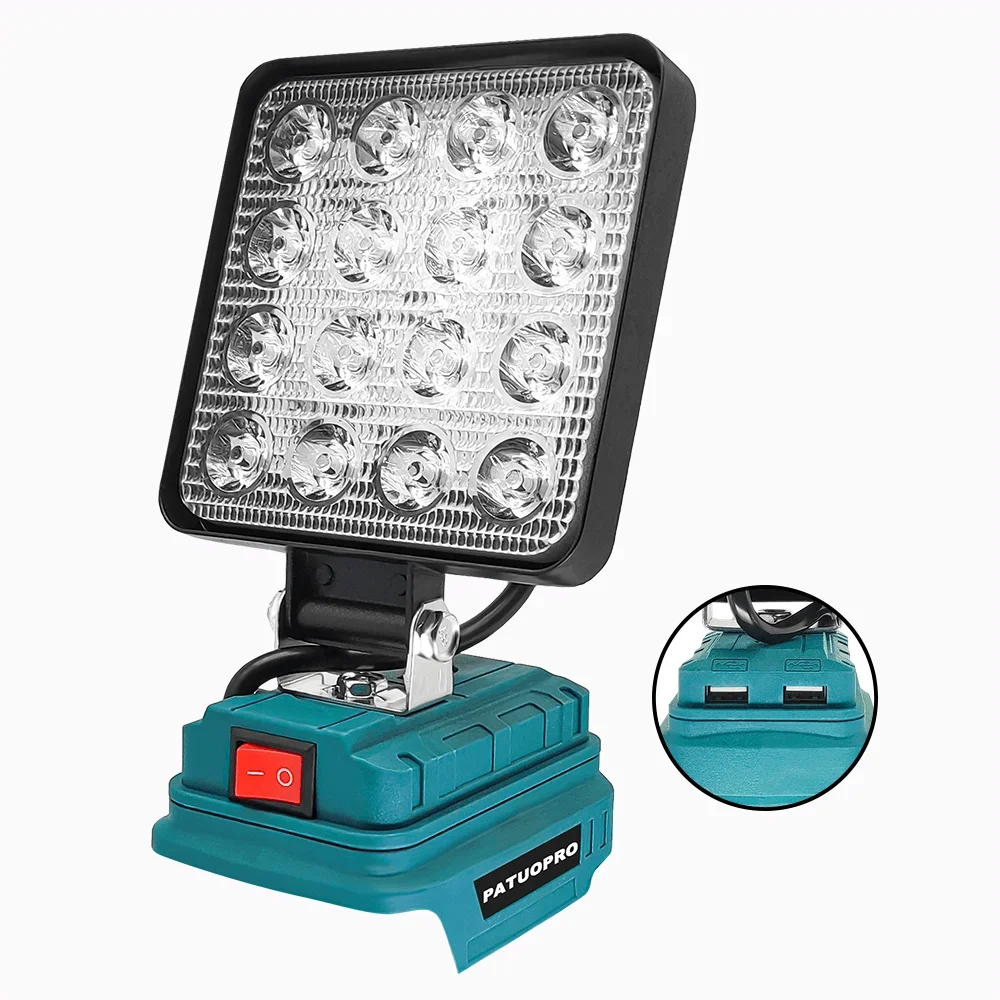 16 LED Cordless Portable Work Light 4 Inch Rechargeable Flashlight Adjustable Base for Makita 18V Battery (No Battery)