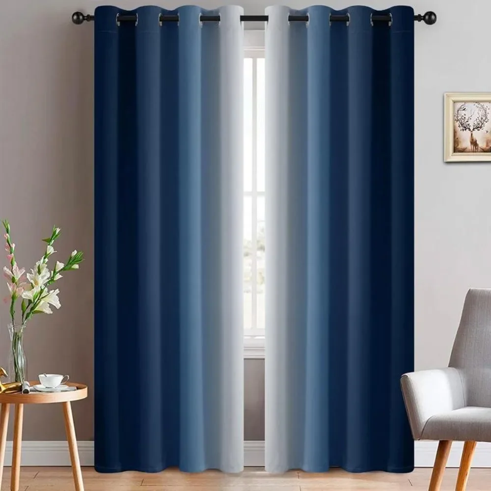 

Room Darkening Gradient Color Curtains, Light Blocking Thermal Insulated Window Drapes for Living Room(2 Panels, 52x84 Inch)