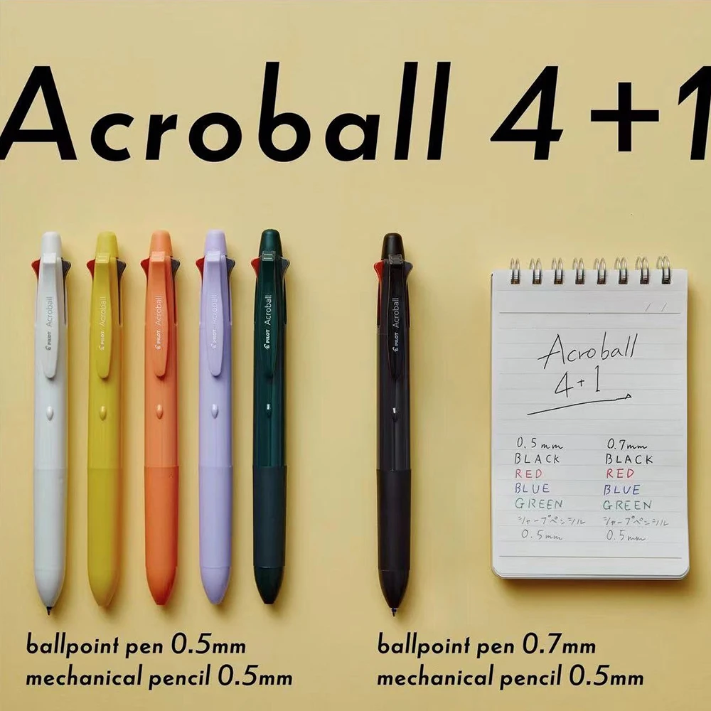 일본 파일럿 아크로 볼펜, 멀티 컬러 4 + 1 다기능 기계식 연필, 사무실 학교 문구, 0.7mm, 0.5mm, 1 개, 신제품