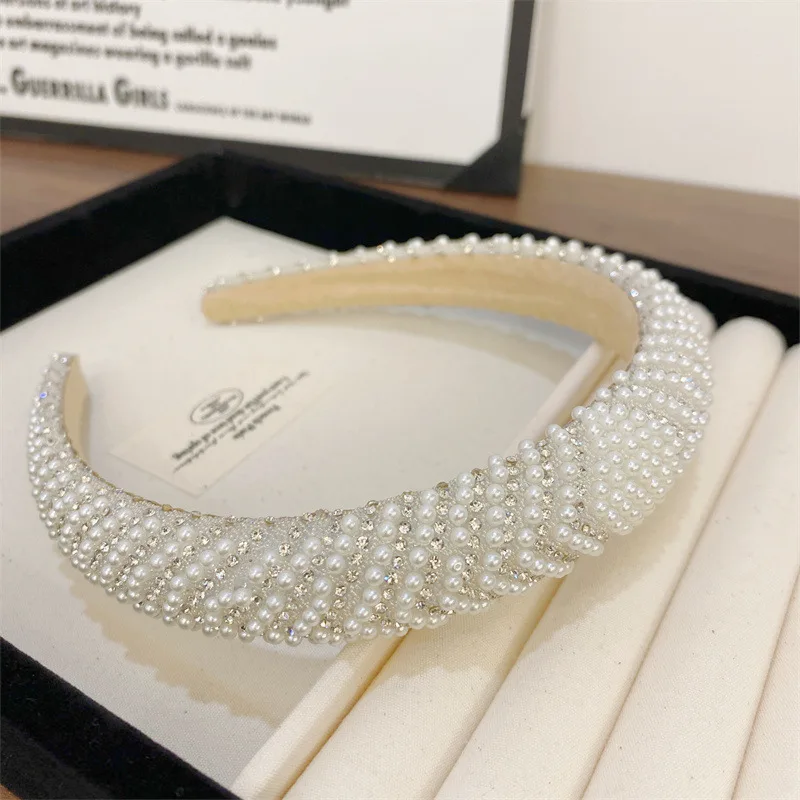 Koreanisches Luxus-Perlen-Stirnband Vollbesetzter Strass-Haarreif Hohe Krone Kopfschmuck Haarband Leichter Luxus Mode Damen Haaraccessoires – Detail 18