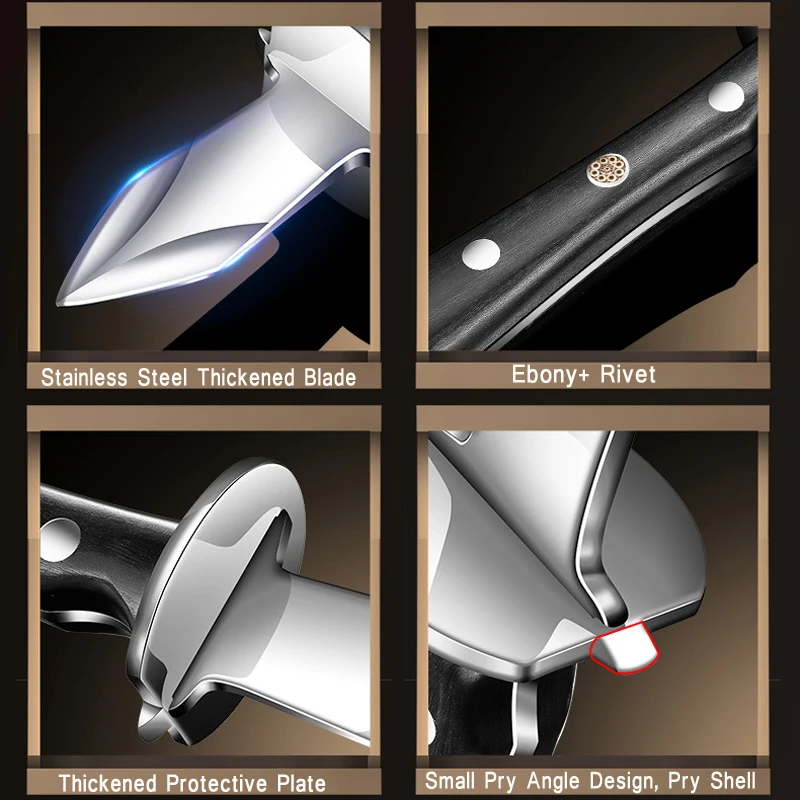 Stainless Steel Oyster Knife Light Luxury Wooden Handle Household Scallop Pry Shell Knife Multi-purpose Shell Opening seafood opener oyster knife