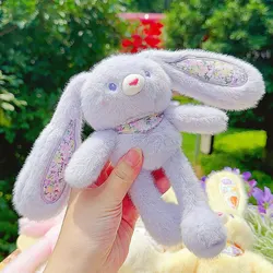 Cute Pull - Out Rabbit Plush Toy Keychain - Charming Bunny Pendant & Stress Relief Gift - 30cm (C purple)