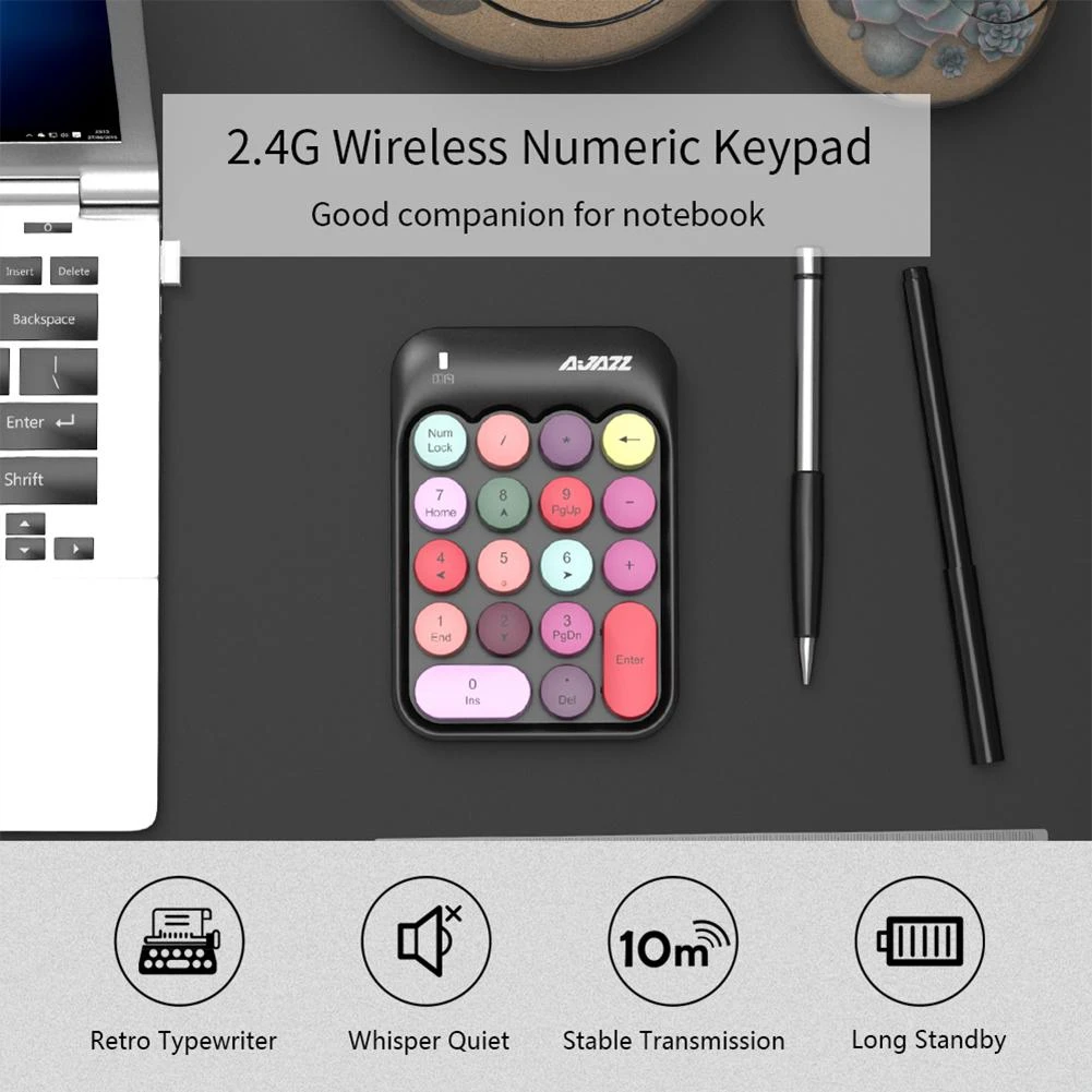 2.4g Wireless Numeric Keypad 18 Keys Mini Portable Chocolate Keycap Computer Digital Wireless Keyboard Mini Teclado