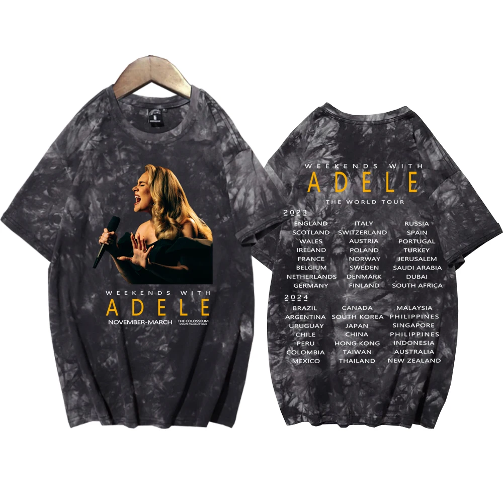 

Adele Munich Tour Women's Tie Dye Tshirts Adele T-Shirt Short Sleeve Tee Fans Gift