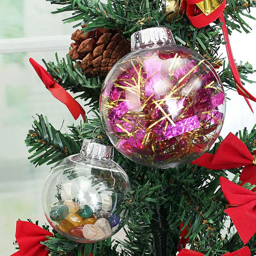 

6/8/10/13/15cm Transparent Open Plastic Christmas Decorations Ball Shatterproof Bauble Ornament Gift Present Box Decoration