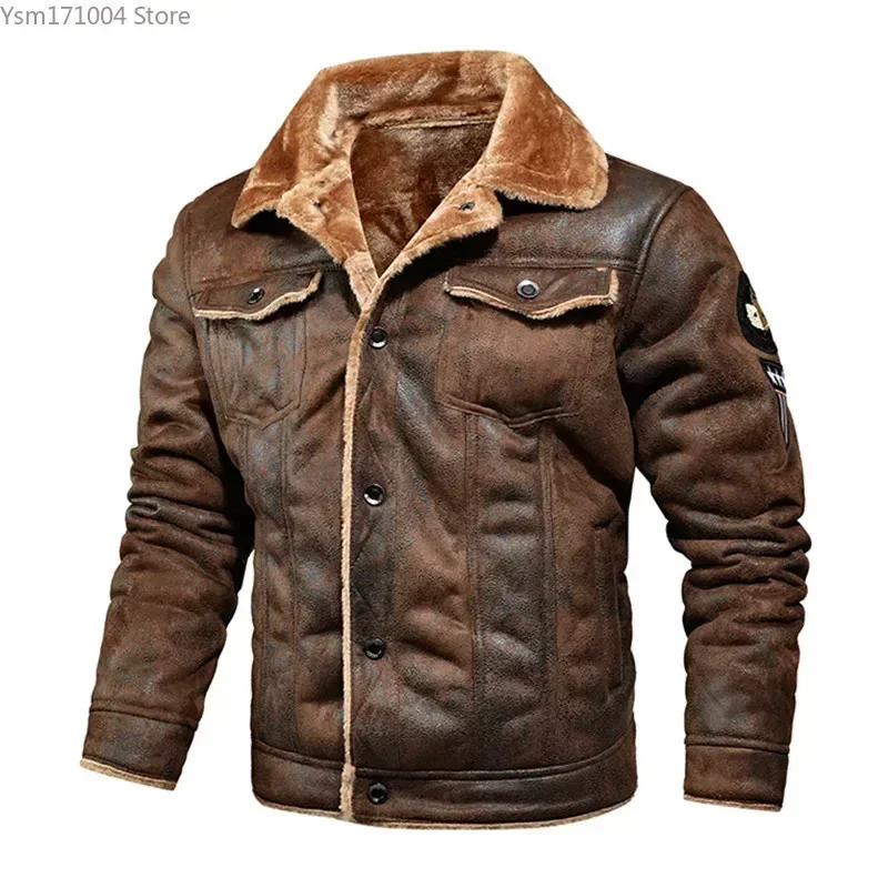 Winter Men's Leather Jacket Male Wool Thicken Warm Coat Youth Fashion Casual Chamois Leather Jacket Men Clothing