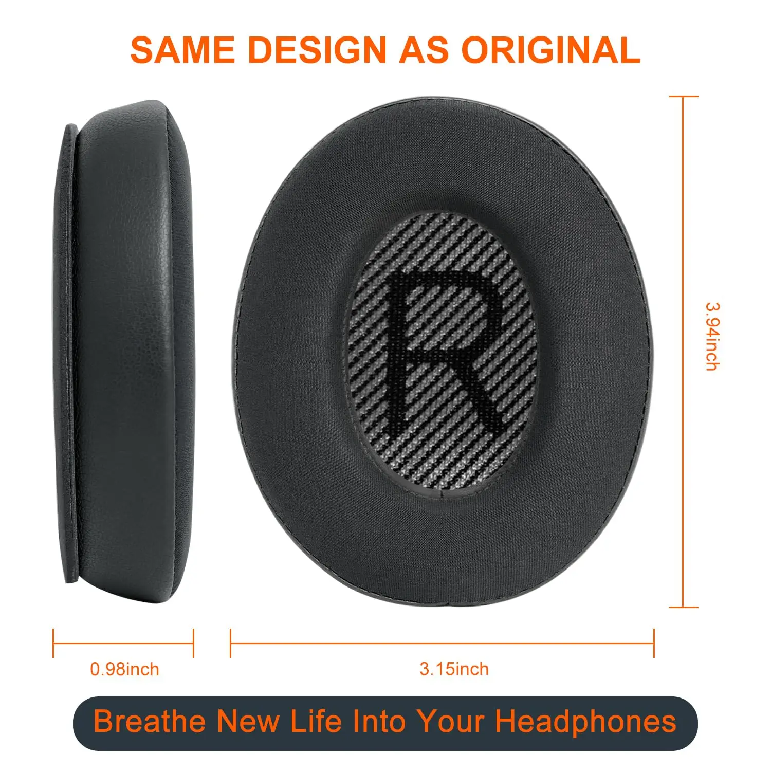 Enhanced Comfort Cooling Gel Ear Pads with Memory Foam for Over-Ear Headphones (Black)