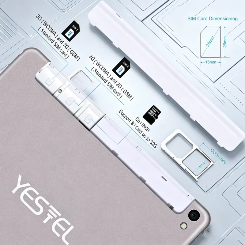 X2 콜링 태블릿 10.1인치, 안드로이드 8.1 시스템, MTK6753 8코어 A53 CPU, 3GB 메모리 32GB 저장용량, 타입-C 고속 충전 및 SIM C 지원