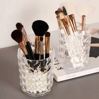 1PC Transparent Cosmetic Brush Holder Cup Pen Holder For Dressing Table Cosmetic Storage Dustproof Makeup Brush Storage Bucket 2