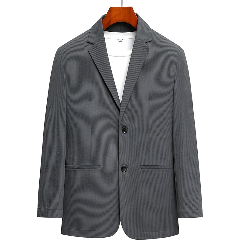 

High Quality Stylish Handsome Men Seamless Suit Jacket Wrinkle Resistant Non Ironing Solid Color Thin Casual Trend Single West