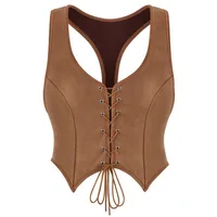 Corset en daim Vintage pour femmes médiévales, haut de Pirate victorien, gilet de dame, Costume de Cosplay Renaissance d'halloween 2