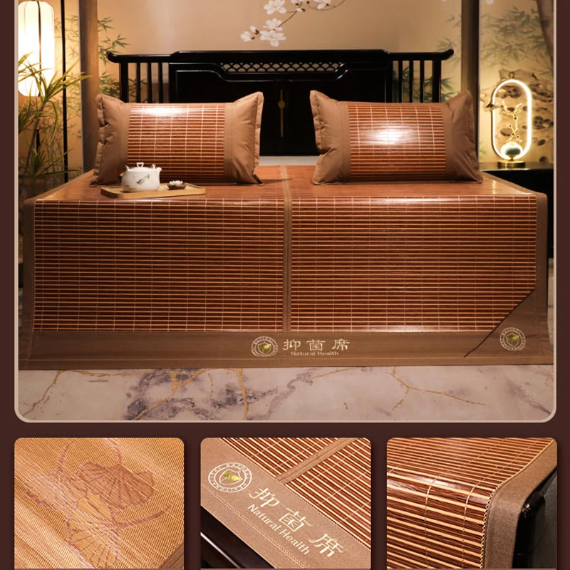 

Household summer bamboo mat ice silk mat summer folding rattan mat student dormitory single double bed dual-use mat