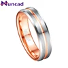 NUNCAD 6mm Frosted Inner Rose Gold Groove Men Ring Silver Color Tungsten Carbide Engagement Rings AAA Quality 1
