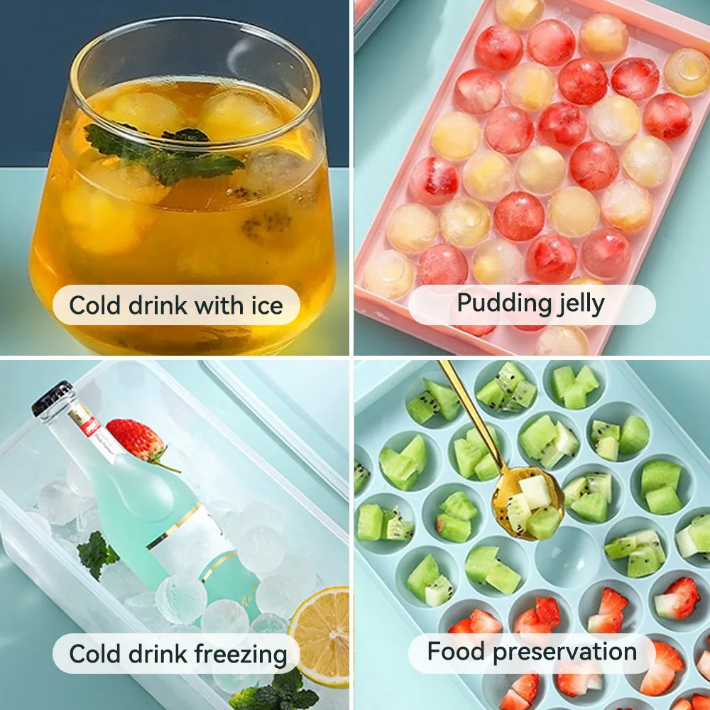 Silicone Ice Cube Maker Ice Maker Round Ice Cube Mold Ice Cube Tray Food Grade Making Mold Cream Party Whiskey Cold Drink Kitchen Gadgets Pp