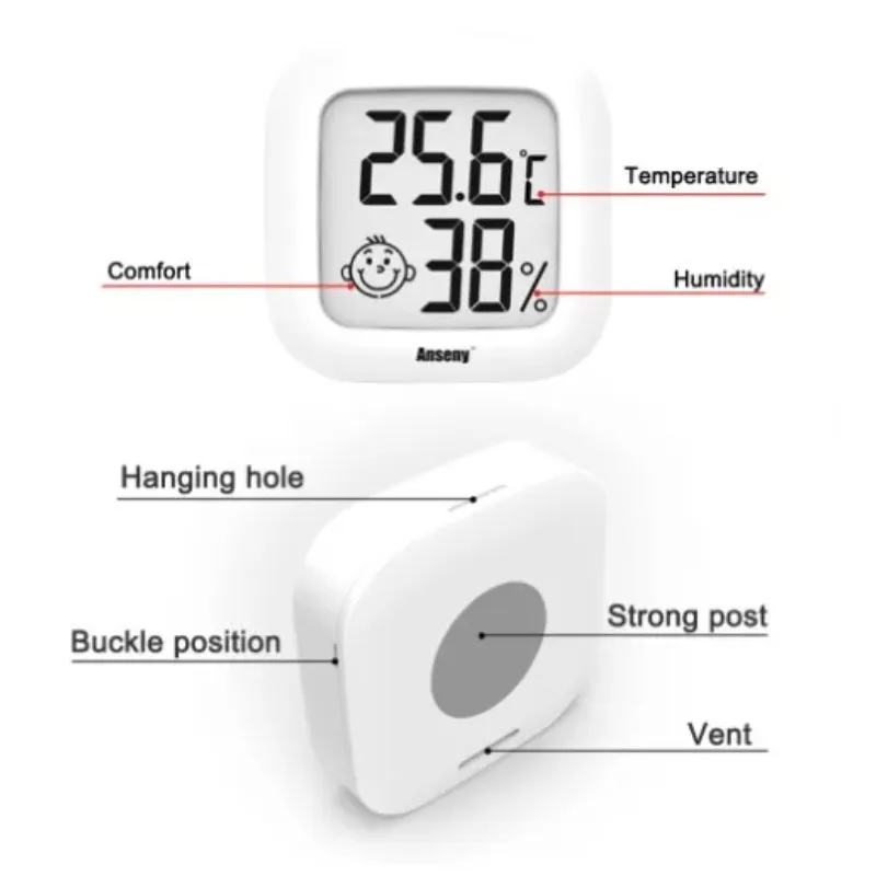 Portable LCD Digital Thermometer, Humidity Meter, Indoor Room Electronic Temperature and Humidity Meter, Sensor Instrument